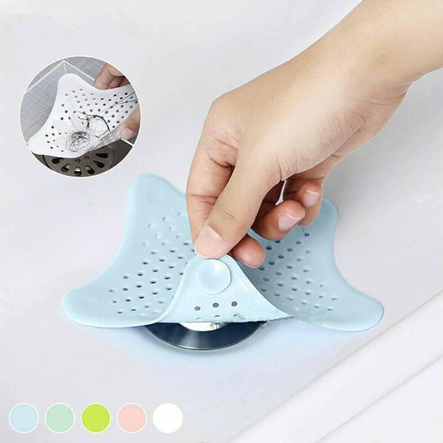 0830  Star Shape Suction Cup Kitchen Bathroom Sink Drain Strainer Hair Stopper Filter Star Shaped Sink Filter Bathroom Hair Catcher Drain Strainers Cover Trap Basin(Mix Color 1 Pc)