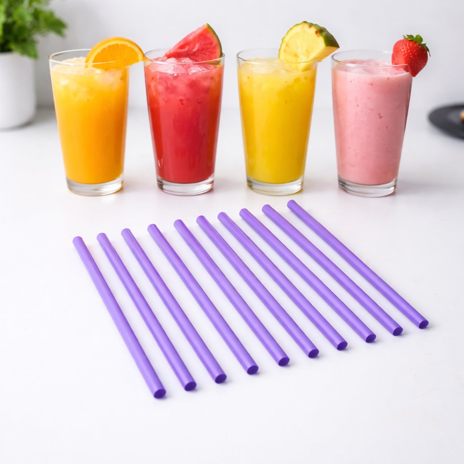 Reusable Plastic Drinking Straws Pack Of 10