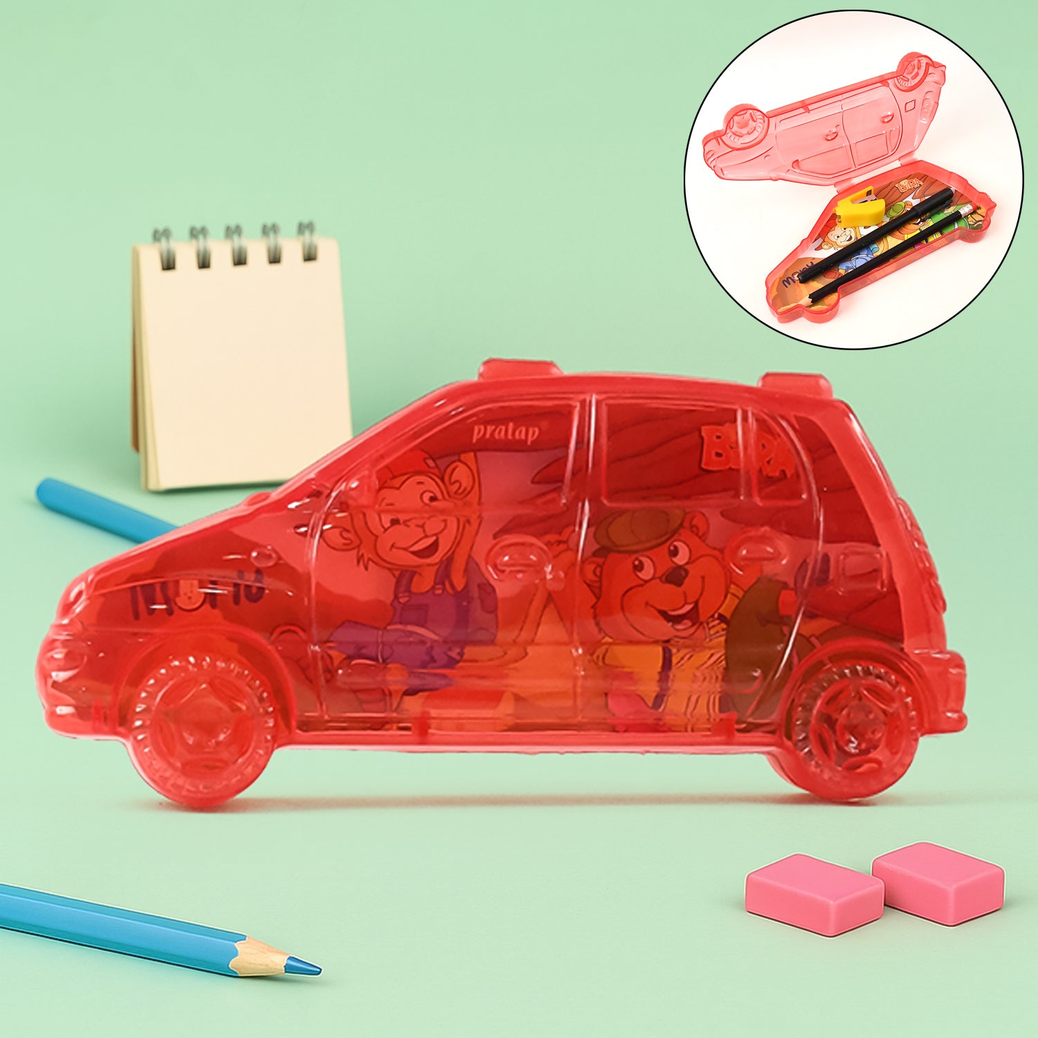 Car Shape Plastic Compass Box For Kids (1 Pc)