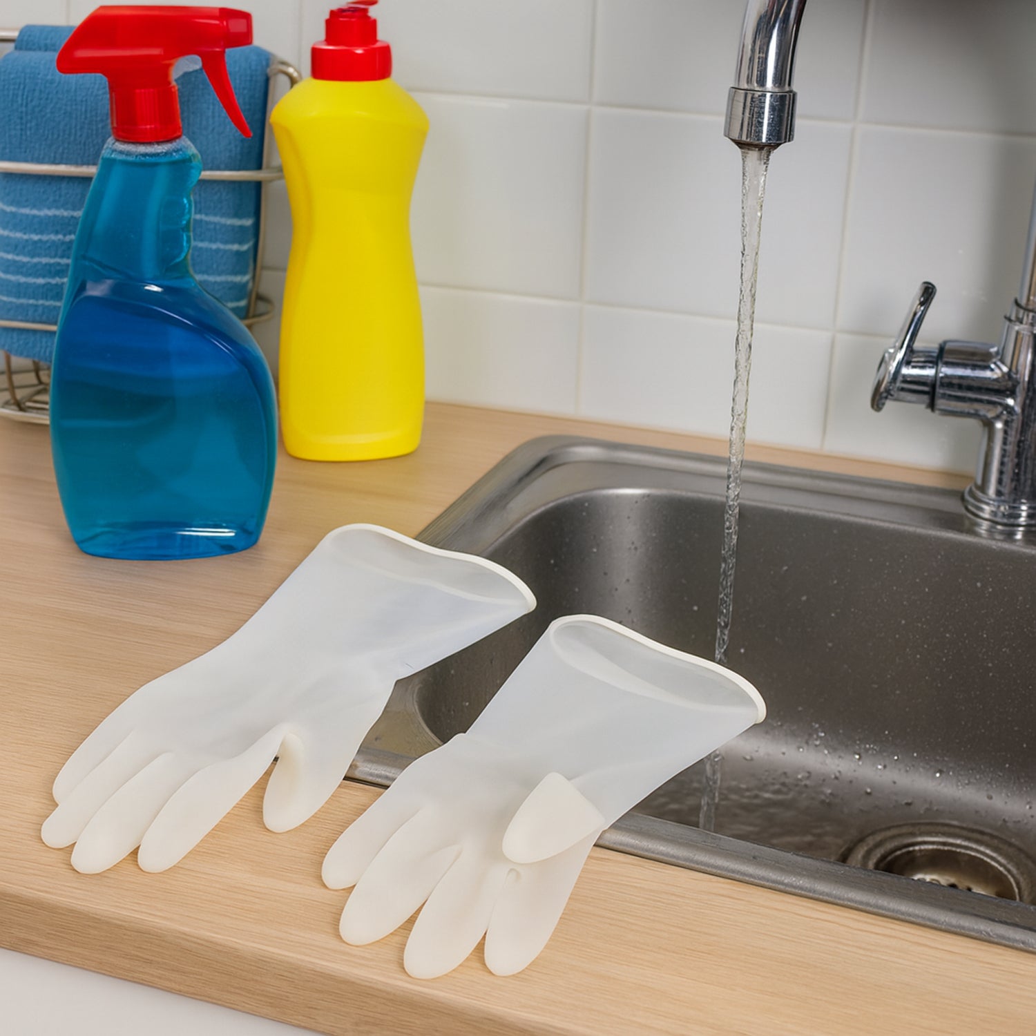 Medium Reusable Household Cleaning Gloves - (2 Pc  Set)