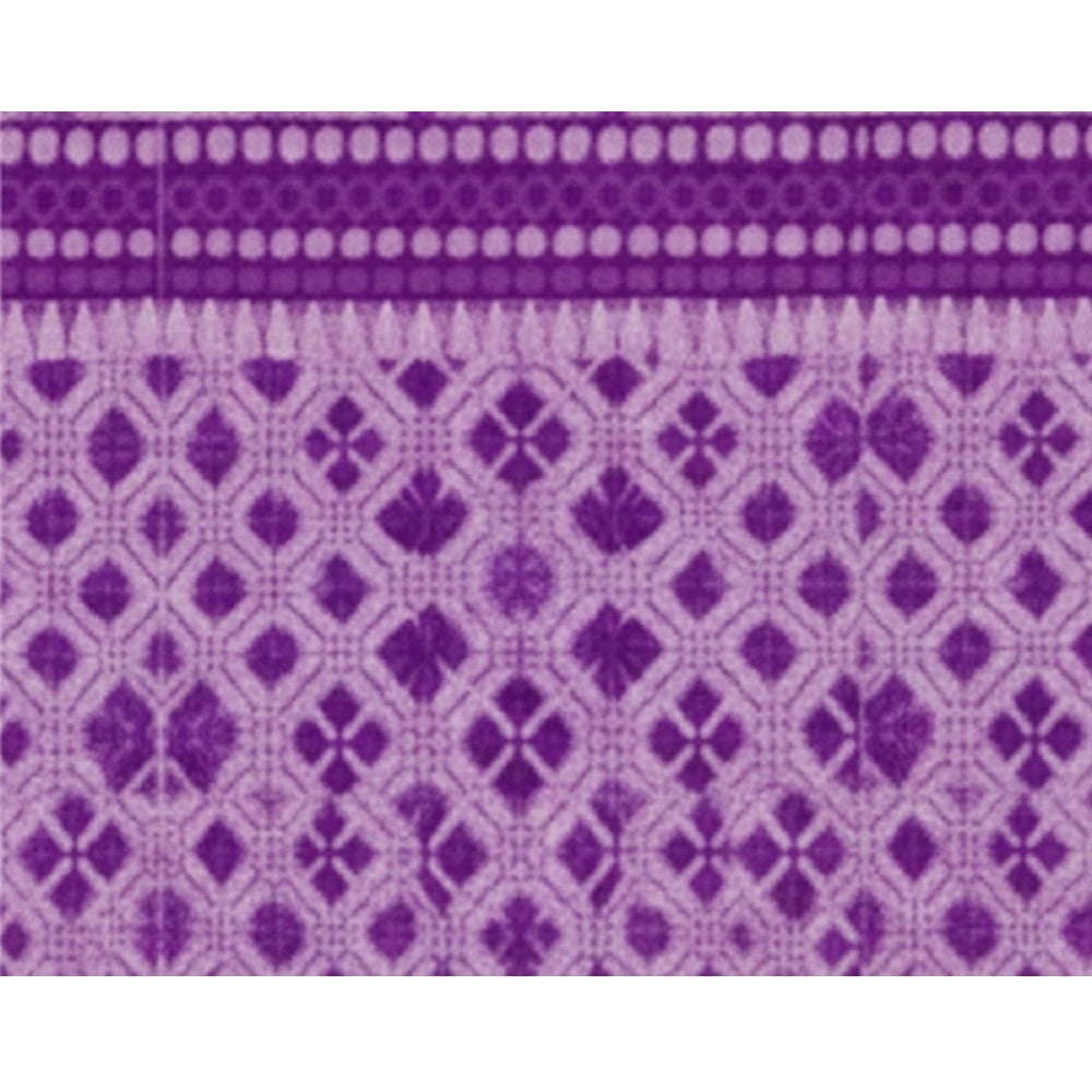 Generic Fleece Geometric Double Polar Warm Bedsheet with 2 Pillow Cover (Purple)