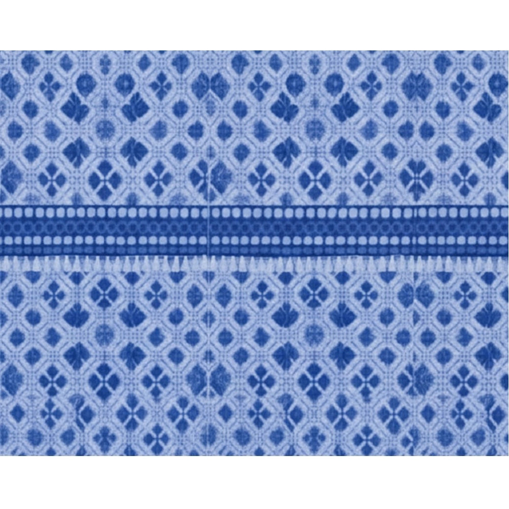 Generic Fleece Geometric Double Polar Warm Bedsheet with 2 Pillow Cover (Blue)