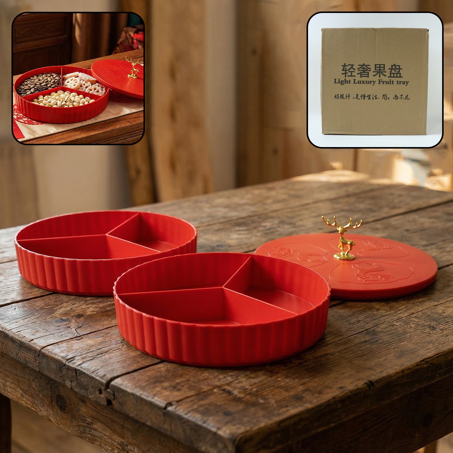 2 Layer Multipurpose Decorative Dry Fruit And Snack Serving Tray (1 Pc)