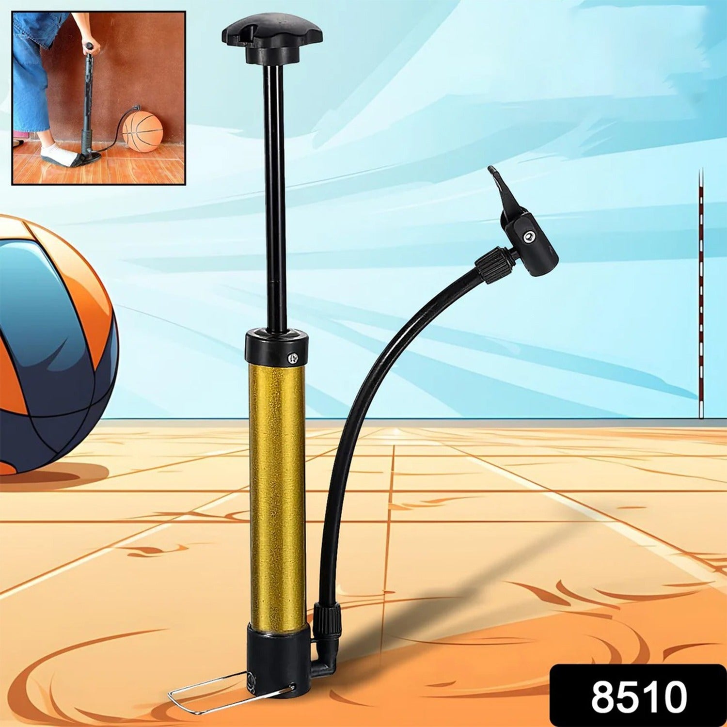 8510 Mini Hand Air Ball Pump Metal Portable High Pressure Air Pump Mini Basketball Inflator For Balls Basketball Soccer Volleyball Football Inflatable And More (1 Pc)
