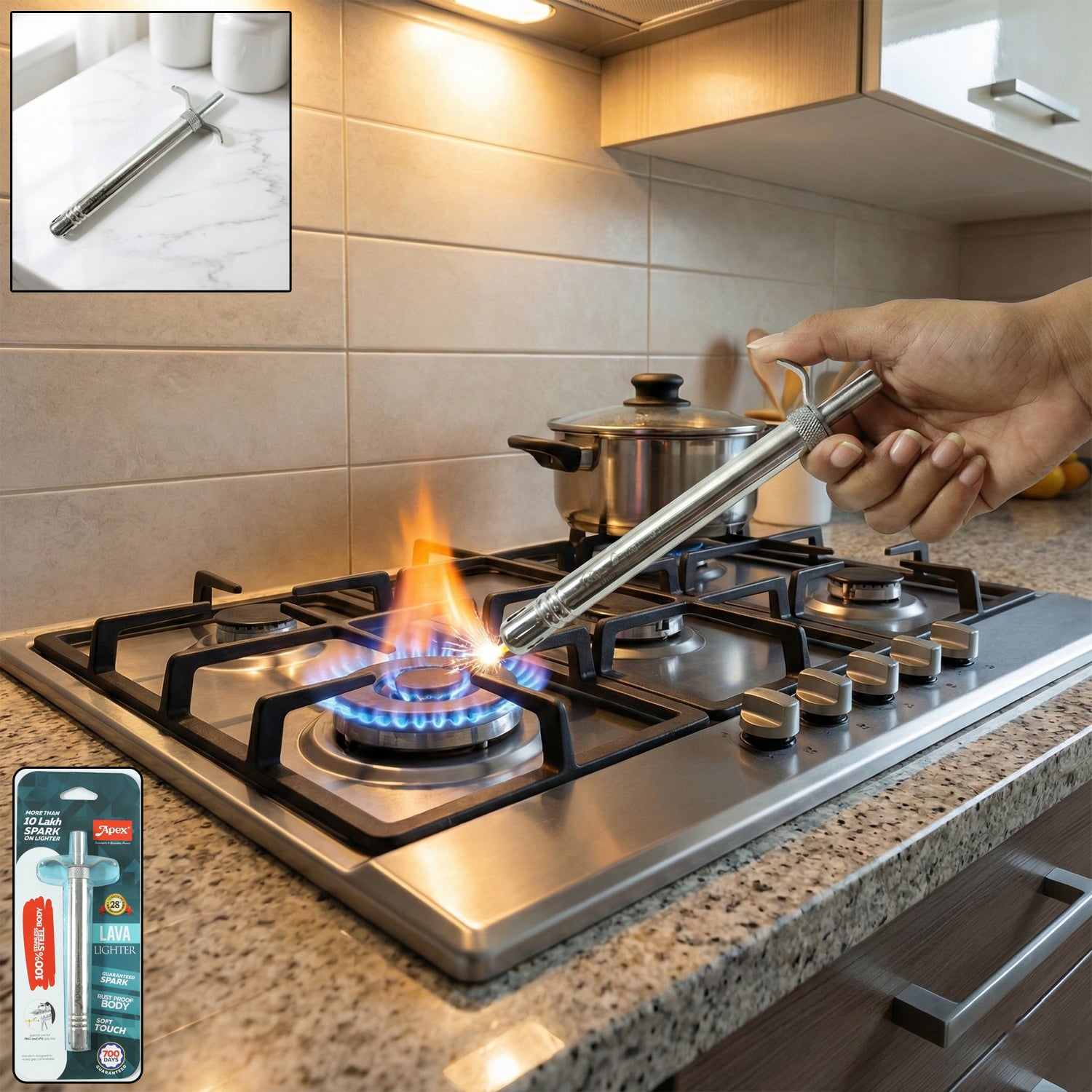 Manual Stainless-steel Gas Stove Spark Lighter (1 Pc)