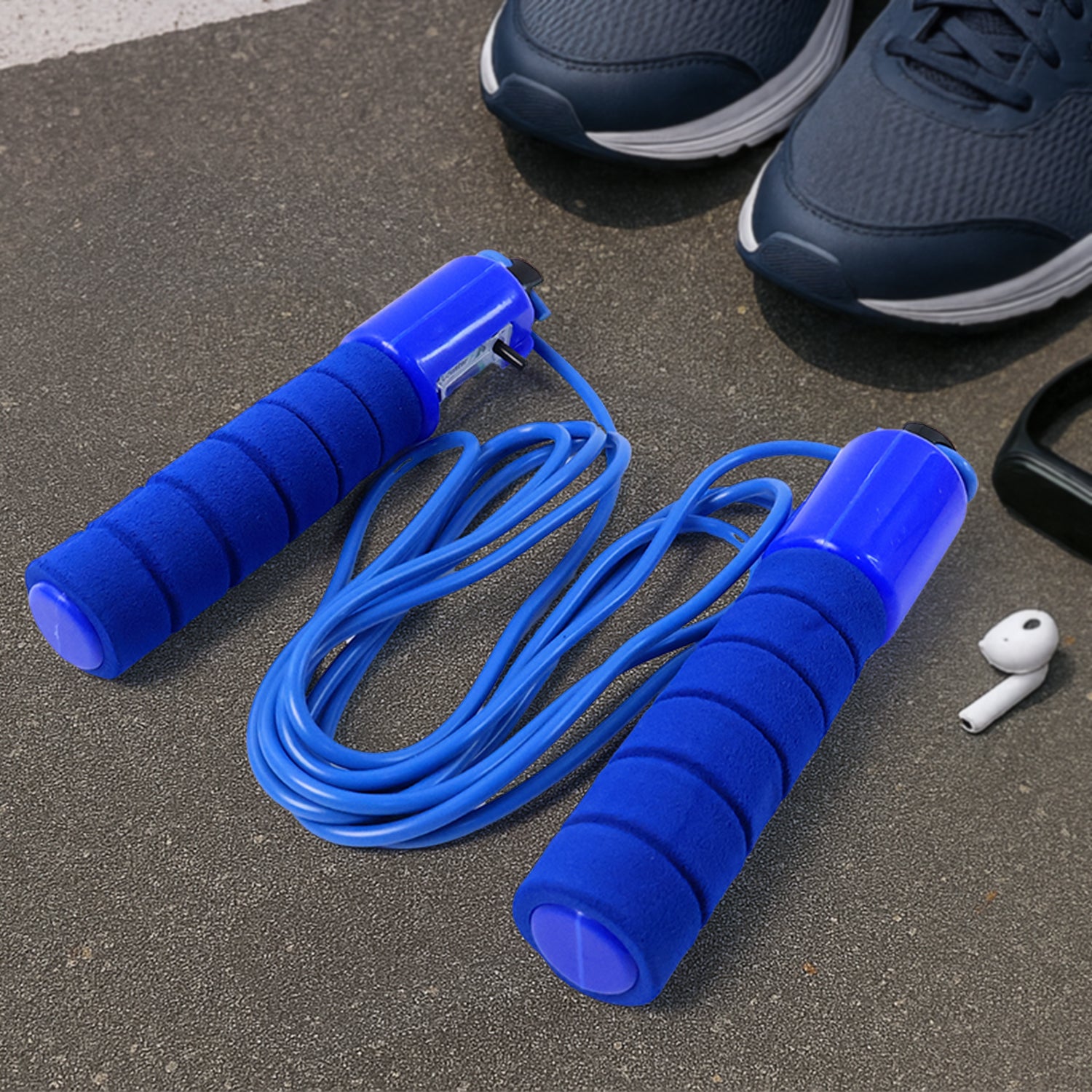 Adjustable Skipping Rope With Digital Jump Counter And Foam Grip Handles (1 Pc)