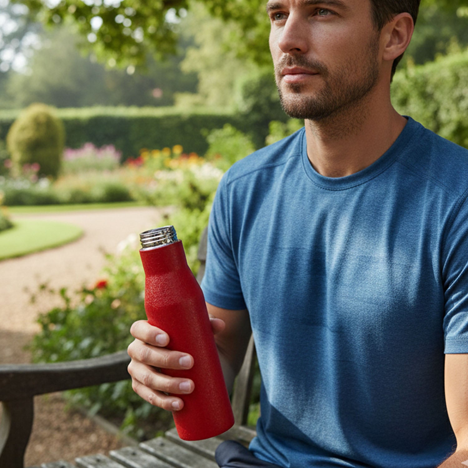 Stainless Steel Water Bottle Red Color (1000 Ml 1 Pc)